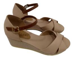 Sandália Offline Nude Salto Baixo Anabela Corda Espadrilhe