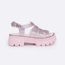 Sandalia pampili 718 sand lyra glee transp c/ glitter rosa pvc