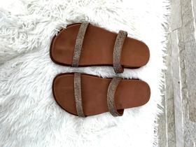 Sandalia Papete 2 duas tiras Strass rasteirinha feminina confortavel