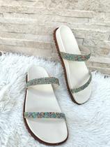 Sandalia Papete 2 duas tiras Strass rasteirinha feminina confortavel Sandalia Papete 2 duas tiras Strass rasteirinha feminina confortavel