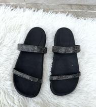 Sandalia Papete 2 duas tiras Strass rasteirinha feminina confortavel Sandalia Papete 2 duas tiras Strass rasteirinha feminina confortavel