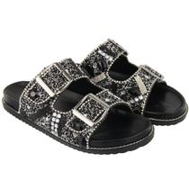 Sandalia Papete com Brilho Strass Ipê Mulato Black 9000