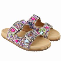 Sandalia Papete com Brilho Strass Ipê Mulato Multicolor 9000