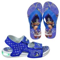 Sandália Papete Com Led Infantil Masculina Sonic Hulk Homem Aranha Personagem +Chinelo