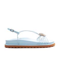 Sandália papete couro azul cecconello 2313001-7