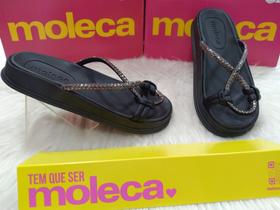 Sandália Papete da Moleca Feminina Tira Santorini tira pele 5509.101 Sandália Papete da Moleca Feminina Tira Santorini tira pele 5509.101