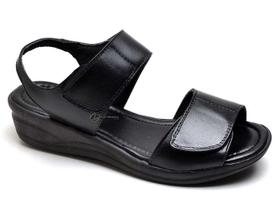 Sandália Papete de Couro Feminina Ortopédica para Diabéticos Preto Sandália Papete de Couro Feminina Ortopédica para Diabéticos Preto