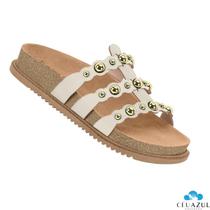Sandália Papete Feminina Beira Rio Camurça Três Tiras Esferas Metalizadas Conforto Sandália Papete Feminina Beira Rio Camurça Três Tiras Esferas Metalizadas Conforto