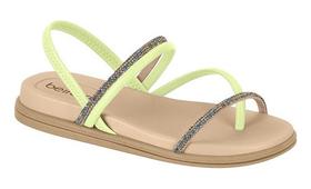 Sandália Papete Feminina Beira Rio Strass Brilho Metalizado