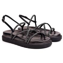 Sandália papete feminina brilho flat naty Sandália papete feminina brilho flat naty