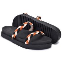 Sandália Papete Feminina Chinelo Strip-Preta Sandália Papete Feminina Chinelo Strip-Preta