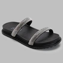 Sandália Papete Feminina com Pedraria Preta Anatomica Sandália Papete Feminina com Pedraria Preta Anatomica