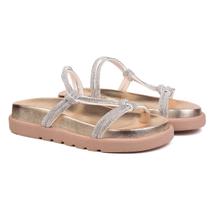 Sandália papete feminina flat brilho marcella Sandália papete feminina flat brilho marcella