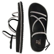 Sandália papete feminina flat moda com brilho JDK392