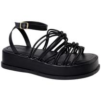 Sandália Papete Feminina Flatform Plataforma Tiras Fivela Nó Manga Morena