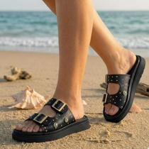 Sandália Papete Feminina Flatform Rasteira Spyke Confortável Sandália Papete Feminina Flatform Rasteira Spyke Confortável