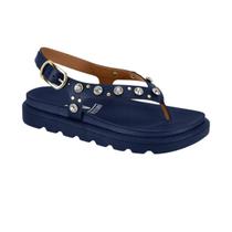 Sandália Papete Feminina Flatform Tratorada com Tachas Vizzano 6510.125 - Mooca - 37 - Azul Marinho - 38