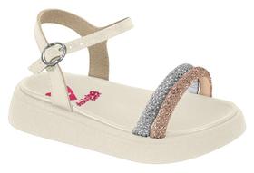 Sandália Papete Feminina Infantil Molekinha Duas Tiras Strass Brilho