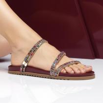 Sandália Papete Feminina Laura Sofia Brilho Tamanho Grande Até 44