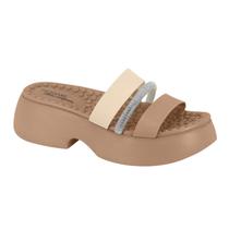 Sandalia Papete Feminina Modare Conforto Sola Alta Massageadora Tiras/Strass Ref: 7210.205