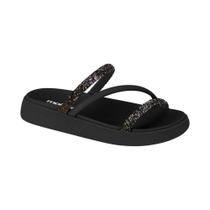 Sandália Papete Feminina Moleca Tiras Strass Multicolorido Preto Sandália Papete Feminina Moleca Tiras Strass Multicolorido Preto