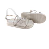 Sandalia Papete feminina Off White com cristais