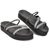 Sandália Papete Feminina Plataforma Brilhante Confortável Casual Sandália Papete Feminina Plataforma Brilhante Confortável Casual