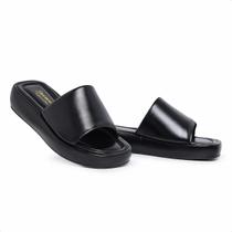 Sandalia Papete Feminina Plataforma Leve Confortavel Elegante cor Preto