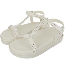 Sandália Papete Feminina Plataforma Tiras Flatform Branca - Sacolão dos calçados