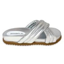 Sandália Papete Feminina Prata Metalizada Tiras Cruzadas Sandália Papete Feminina Prata Metalizada Tiras Cruzadas