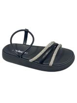 Sandália Papete Feminina Rasteira Strass Moleca 5469.120 Sandália Papete Feminina Rasteira Strass Moleca 5469.120