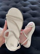 Sandália Papete Feminina Rasteirinha Moda Casual Fashuin Tiras Pedrarias Macia Confortavel Dia a Dia