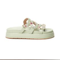 Sandália Papete Feminina Solado Flatform Cobra Pedraria Sandália Papete Feminina Solado Flatform Cobra Pedraria
