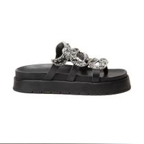 Sandália Papete Feminina Solado Flatform Cobra Pedraria Sandália Papete Feminina Solado Flatform Cobra Pedraria