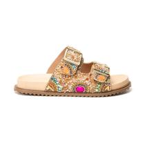 Sandália Papete Feminina Solado Flatform Fivela Pedraria Sandália Papete Feminina Solado Flatform Fivela Pedraria