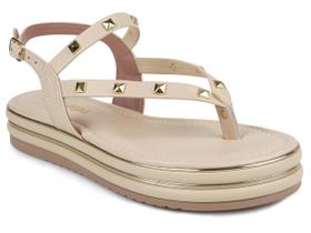 Sandália papete feminina via scarpa 18645 flatform nude dourado