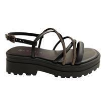 Sandália Papete Feminino Ramarim Tratorado Strass Brilho Tiras 24-38203 Preto Sandália Papete Feminino Ramarim Tratorado Strass Brilho Tiras 24-38203 Preto