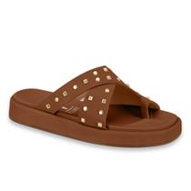 Sandalia Papete Flat Feminina Vizzano Tiras em X Tachas Ref: 6506.130 Sandalia Papete Flat Feminina Vizzano Tiras em X Tachas Ref: 6506.130