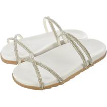 Sandália Papete flatform de Strass Branco - Sacolão dos calçados