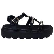 Sandália Papete Flatform Infantil Menina Molekinha 2362.103 Tratorado Preto