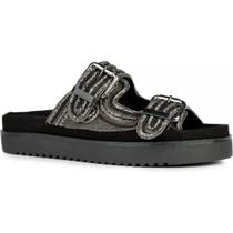 Sandália Papete Flatform Strass Tendência Verão 31146 Orcade Preto