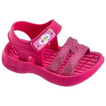 Sandália Papete Infantil Barbie Feminina Baby Glitter Brilho Rosa Fofa Conforto