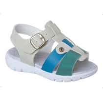 Sandália Papete Infantil de Menino Leve Confortável Off White para Bebê Macia Confortável