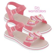 Sandália Papete Infantil Feminino Coral Borboletas WorldColors Sandália Papete Infantil Feminino Coral Borboletas WorldColors