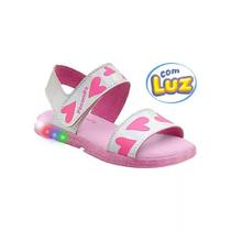 Sandália Papete Infantil Guty LED Prata Rosa Pé com Pé 39628-113 Sandália Papete Infantil Guty LED Prata Rosa Pé com Pé 39628-113