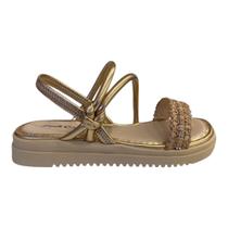 Sandalia Papete Infantil Menina Pink Cats Calce Fácil Metalizada V4801 Dourado