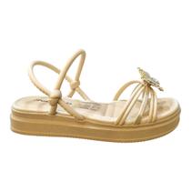 Sandalia Papete Infantil Menina Pink Cats Casual Conforto Calce Fácil Borboleta V5875 Marfim