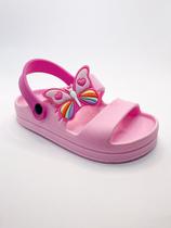 Sandália Papete Infantil Menina Plataforma Borboleta Arco Iris Confortável e Macio Tira Pink Sandália Papete Infantil Menina Plataforma Borboleta Arco Iris Confortável e Macio Tira Pink