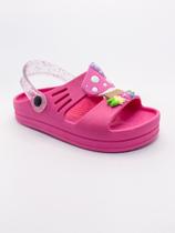 Sandália Papete Infantil Menina Plataforma Cogumelo Flores Borboleta Confortável e Macio Tira Brilhante