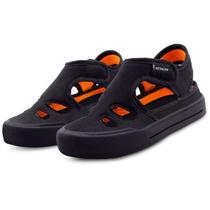 Sandália Papete Infantil Menino Casual Masculina Preta/Laranja Mz Shoes